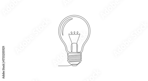 Minimalist Line Drawing of a Classic Light Bulb Symbolizing Innovation and Ideas
