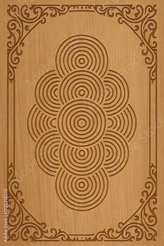 Laser Engraved Wood Patterns with Ornate Frame – Vertical

