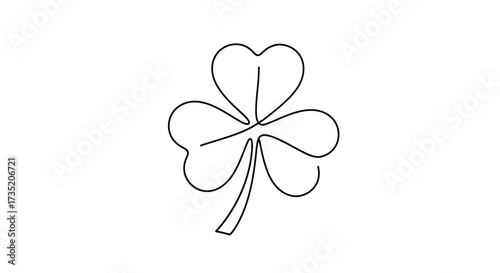 Minimalist Shamrock Line Art for St. Patrick's Day Celebrations and Graphic Design Projects