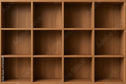wooden shelves on white background
