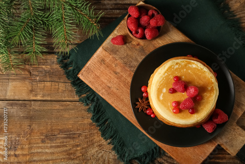 Plate of sweet pancakes wit...