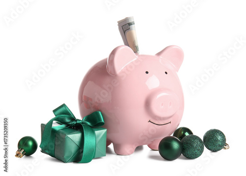 Piggy bank with money, Chri...