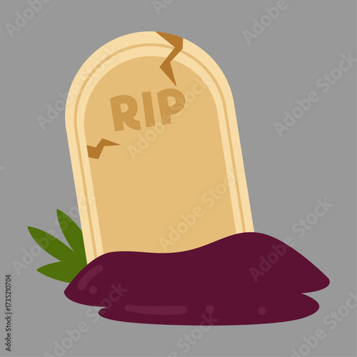 RIP tombstone illustration, a solemn symbol of remembrance and final rest, conveying loss and memory