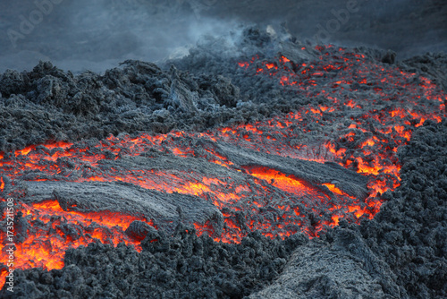 Slika na platnu Hot Volcanic Lava Photography Intense Magma Closeup
