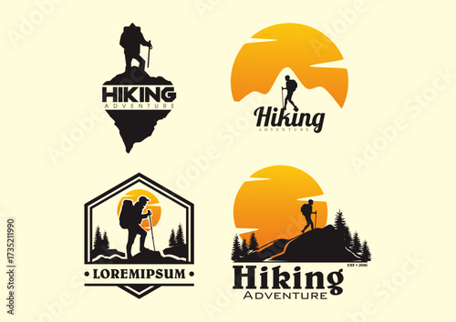 vector illustration of a set hiking logo