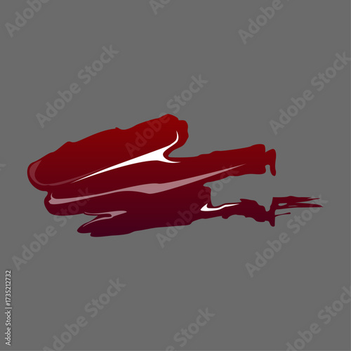 Abstract red blood stain illustration on a plain gray background, conceptual art