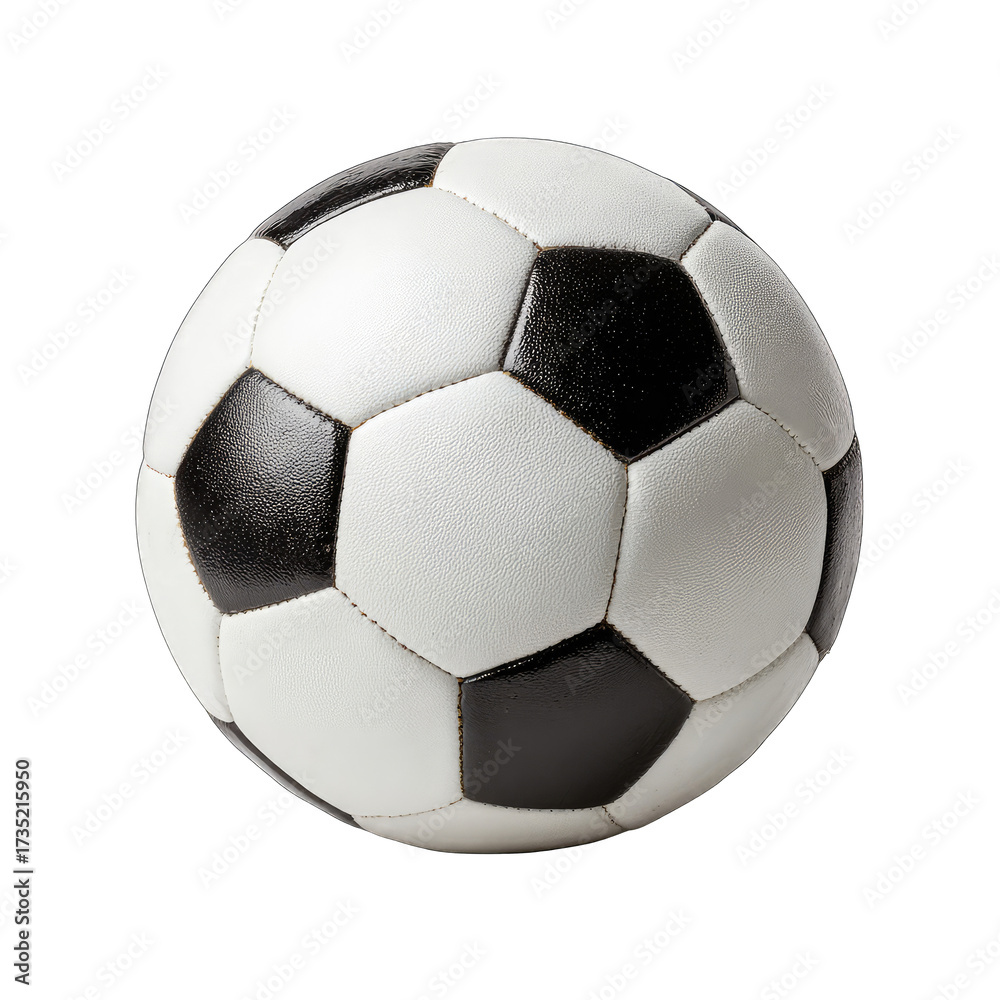 Obraz premium Black and white patterned soccer ball on a black background