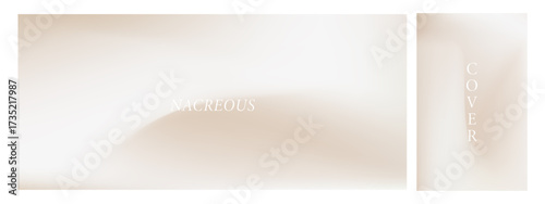 Elegant pearl illustration for posters and cards. Minimalistic ecru nacreous banner with pale sandy gradient texture. Vector background.