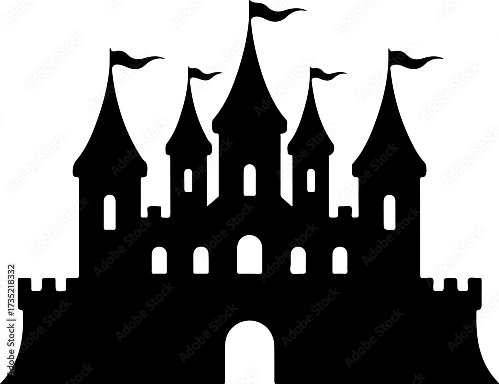 Obraz premium Gothic castle silhouette vector illustration