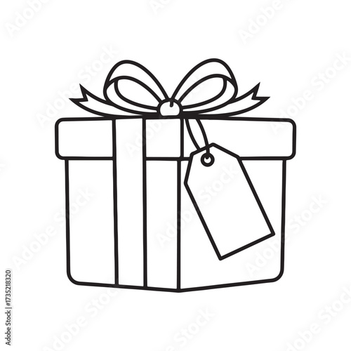 Hanukkah Gift box with ribbon and tag line art present package
