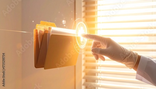 Doctor holding augmented reality tablet displaying patient scan.