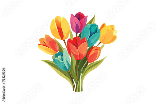 Vibrant Tulips in Full Bloom A Cheerful Bouquet of Spring Flowers Celebration of Color