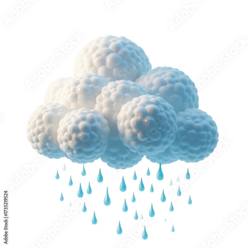 This image showcases a stylized 3D rendering of a cloud, composed of puffy, textured spheres with a pearlescent finish, set against a stark black background.