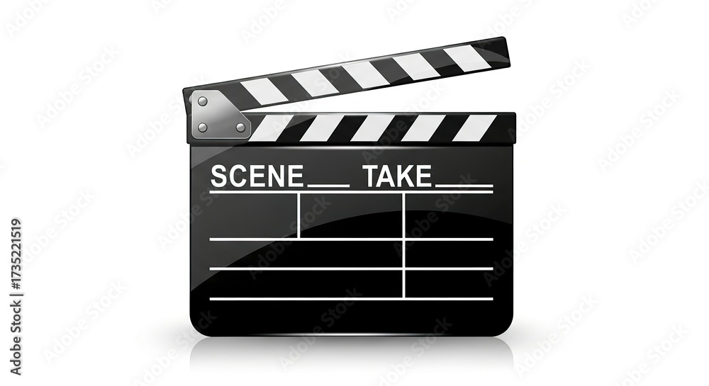 Fototapeta premium Movie clapperboard isolated on white background