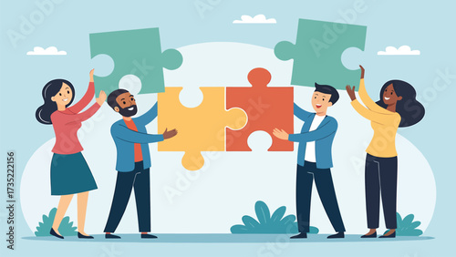 business team building puzzle blocks for teamwork and success
