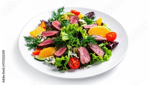 Wallpaper Mural Steak salad rare slices on greens with citrus & tomatoes Torontodigital.ca