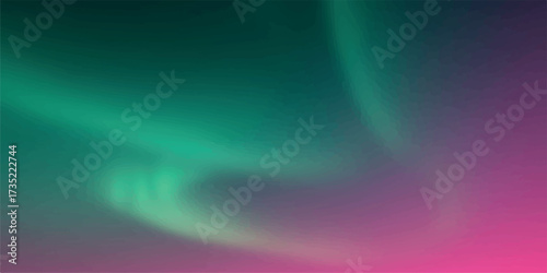 Abstract swirling green and purple aurora borealis light effect on a dark background
