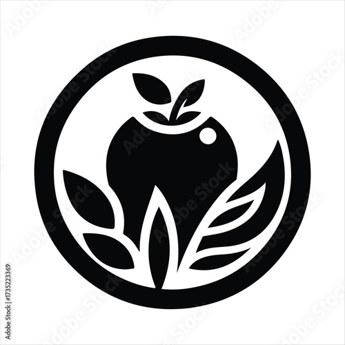 Healthy food vector silhouette line art logo design concept illustration