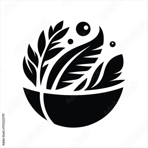 Healthy food vector silhouette line art logo design concept illustration