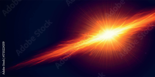 A powerful solar explosion radiates intense light and energy across the dark expanse of space