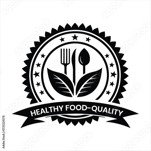 Healthy food vector silhouette line art logo design concept illustration
