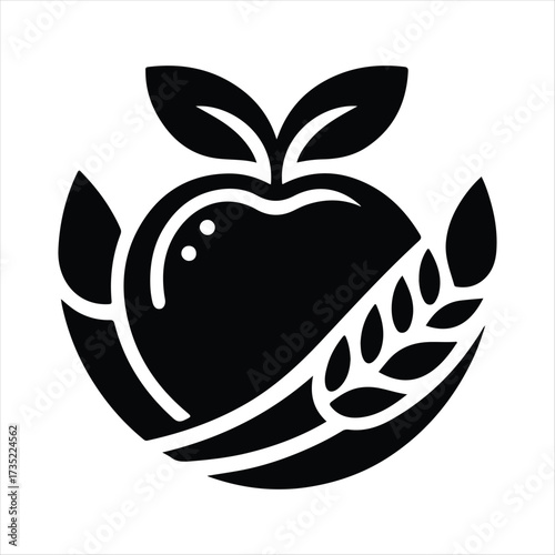 Healthy food vector silhouette line art logo design concept illustration