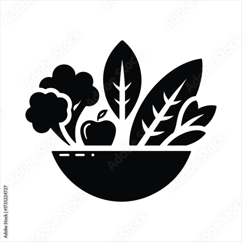 Healthy food vector silhouette line art logo design concept illustration