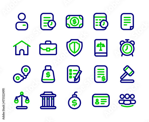 Collection of Obligations Icon with With Two Color Lines