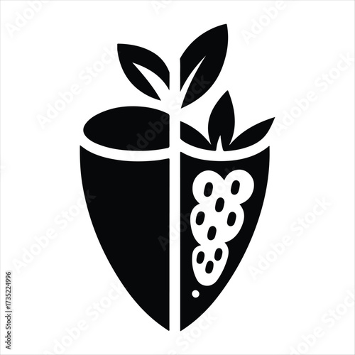 Healthy food vector silhouette line art logo design concept illustration