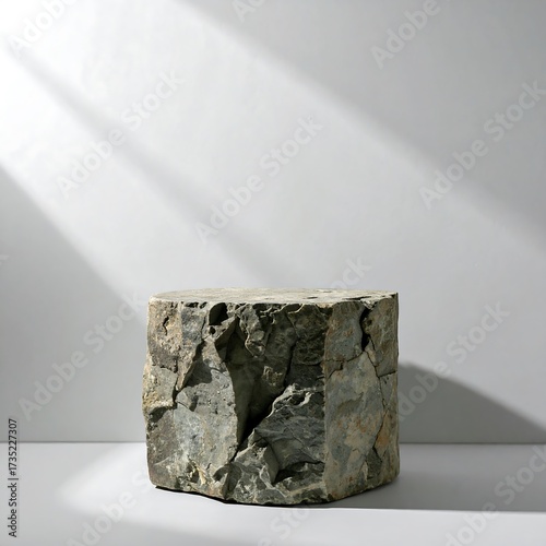 Rough stone pedestal in sunlight