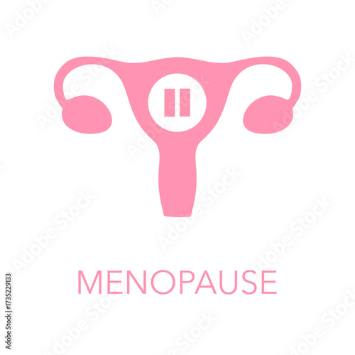 Menopause Icon. Illustration of a Uterus with Pause Symbol, Representing Menopausal Transition and Reproductive Health