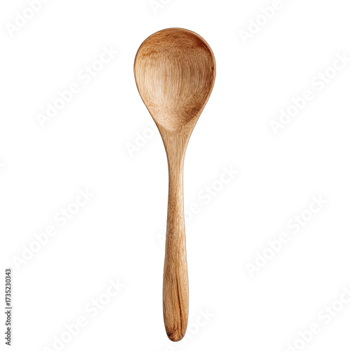 Wooden spoon, light color, smooth texture, against black