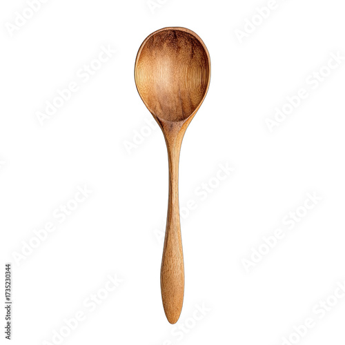 Wooden spoon on black, close-up, warm brown, smooth texture