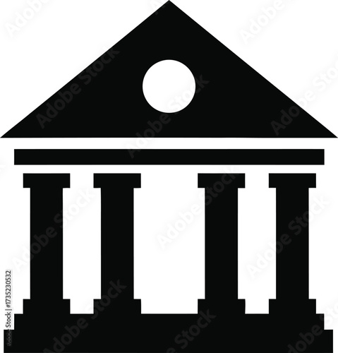Classic building icon with columns and pediment