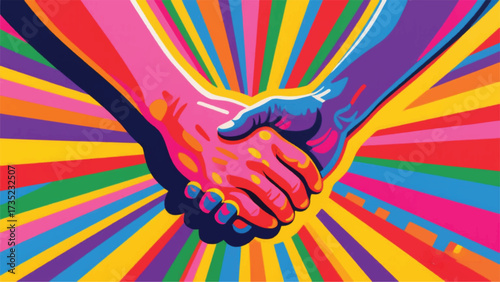 Shaking Hands Illustrator Artwork Banner Background Design Template 