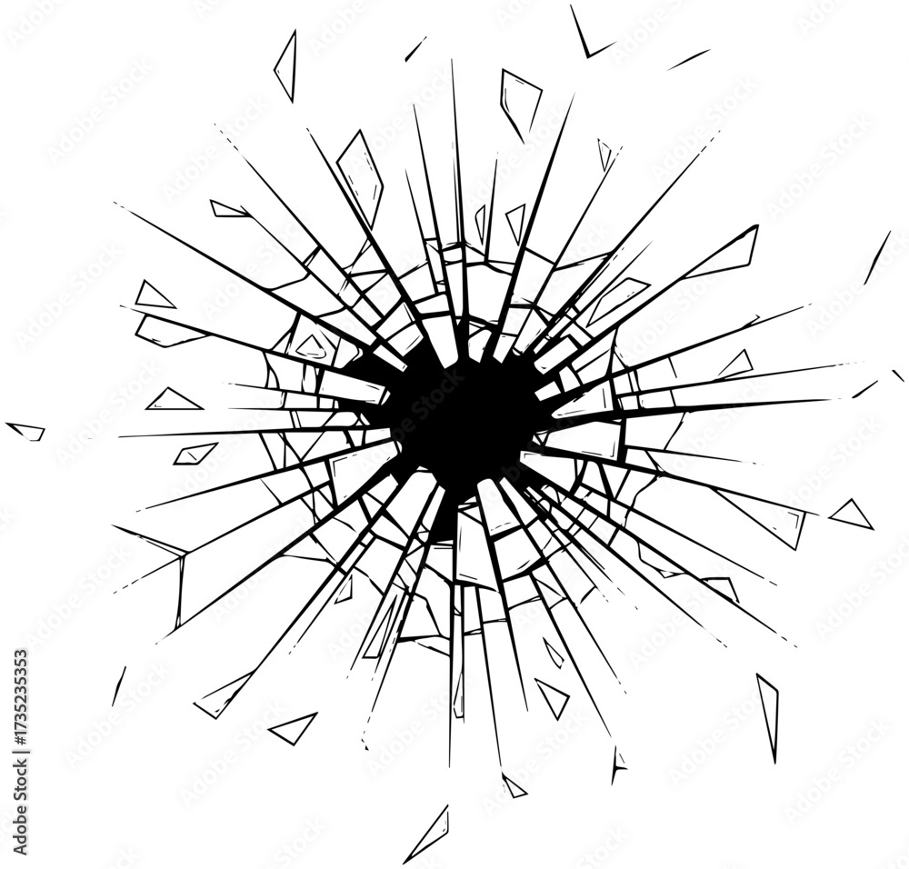 Obraz premium Shattered glass explosion effect for dynamic impact, sharp and dangerous concept