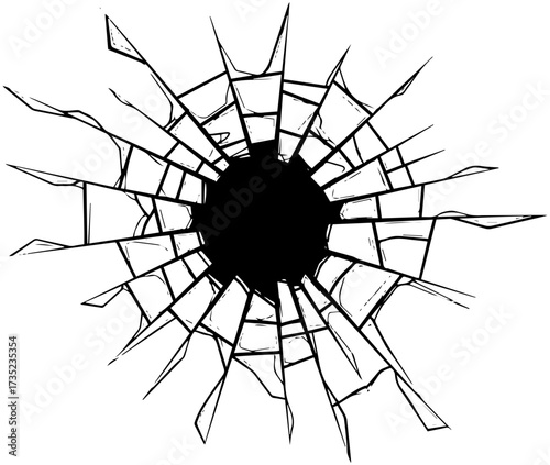 Dramatic shattered glass effect for design projects, broken window illustration