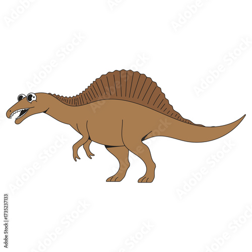 Spinosaurus Dinosaur Character Cartoon Icon Illustration