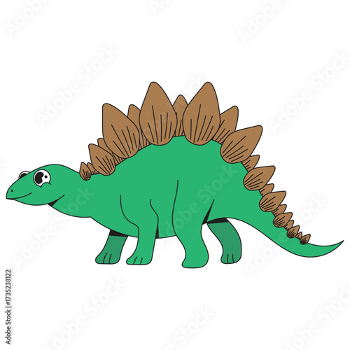 Stegosaurus Dinosaur Character Cartoon Icon Illustration