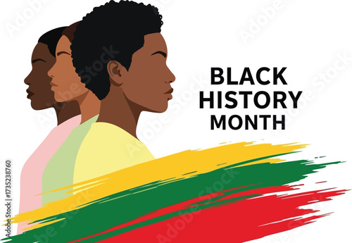 Black history month illustration isolated on white background