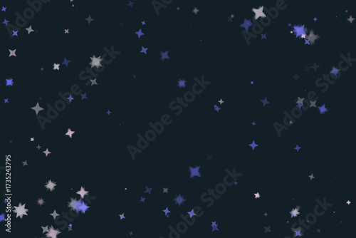 Dark Sky Overlay with Starry Shapes, Decorative Blue Stars and Festive Star Silhouettes
