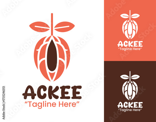 Ackee Logo Exotic Tropical Fruit Identity