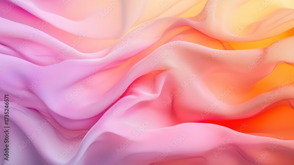 Obraz premium Vibrant flowing silk fabric with a smooth gradient of warm and cool abstract