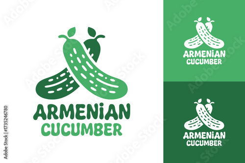 Armenian Cucumber Logo Modern Fresh Vegetable Identity