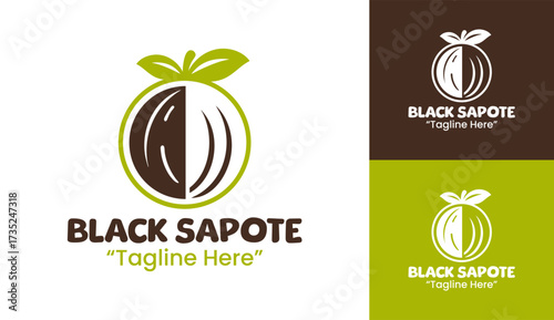 Black Sapote Logo Clean Chocolate Fruit Symbol
