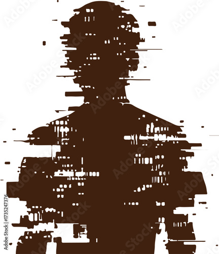 Abstract black ink splash texture vector illustration of a woman's silhouette in a grunge frame design