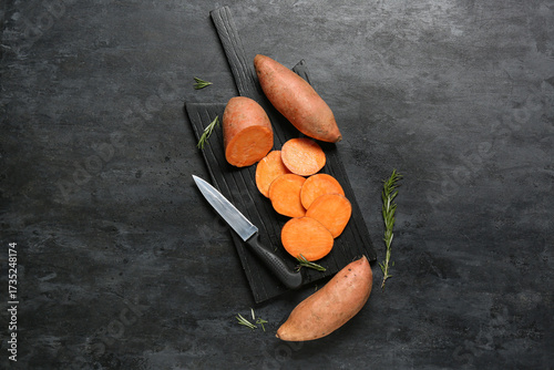 Freshly sliced sweet potato...