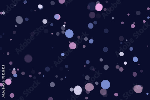 Floating Circles on Dark Blue Backdrop. Pastel, Blue, Pink, and White Dots