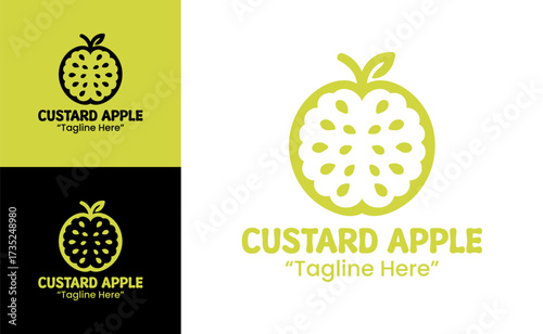 Custard Apple Logo Modern Fresh Tropical Fruit Identity