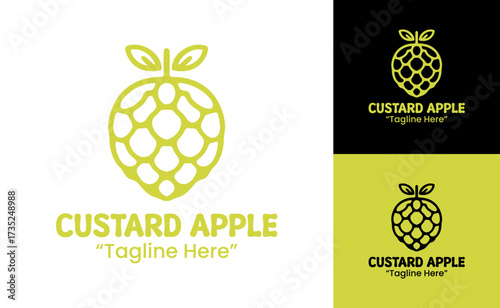 Custard Apple Logo Premium Organic Tropical Emblem